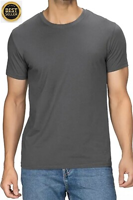 #ad Cotton 100% T Shirt Men#x27;s Tee Mens Sleeve Short Crew Shirt Grey Neck T Shirts $10.00