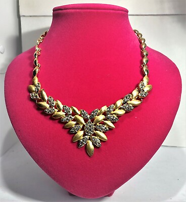 #ad BETSEY JOHNSON JEWELRY STATEMENT NECKLACE GOLD amp; CRYSTAL CHOKER WITH TAG $59.99