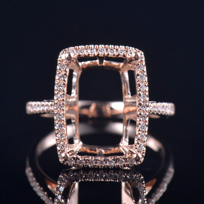 #ad Customizable Natural Diamond Semi Mount Her Ring 14K Rose Gold Cushion 13x9MM $465.00