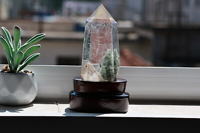 #ad 0.96LB Natural Ghost Smoke Quartz obelisk mineral specimen crystal Reikistand $111.93