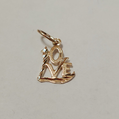 #ad New 14k Yellow Gold Small Love Charm Pendant $39.37