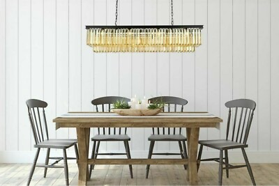#ad Chandelier Golden Teak Crystal Dining Room Kitchen Island 12 Light Fixture 60quot; $2482.26
