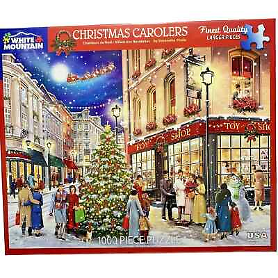 #ad Christmas Carolers Vintage Look 1000 pc Holiday Shopping Scene Puzzle Sealed NEW $19.95