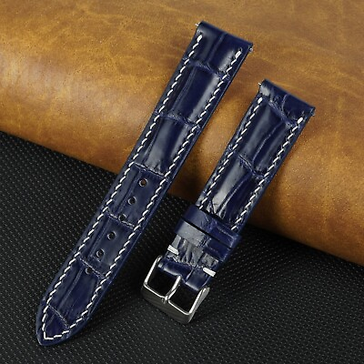 #ad Genuine Blue Alligator Watch Band Leather Crocodile Watch Strap Handmade $24.99