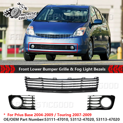 #ad For Toyota Prius 2004 2009 Black Front Lower Bumper GrilleFog Light Bezels Kit $33.59