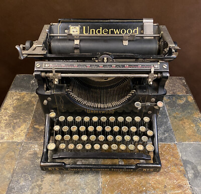 #ad Antique Typewriter Underwood No. 5 Standard • 1919 Serial # 1253085 Black Writer $299.95