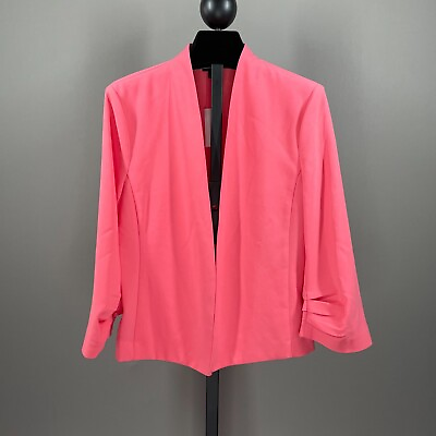 #ad NEW Ann Taylor Bright Pink Open Front Blazer Jacket Womens Medium $39.99