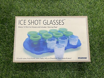 #ad Barbuzzo Ice Shot Glasses 12 Mini Ice ShiGlasses and 1 Serving Tray New In Box $15.99