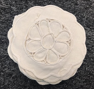 #ad 12 Pieces 4quot; Beige 100% Cotton Embroidered Doily Round Doilies Coaster Wedding $4.00