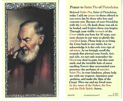 #ad Laminated Saint Pio of Pietrelcina St. Padre Pio Holy Prayer Card Catholic $2.79