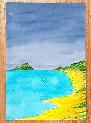#ad CHRIS ZANETTI Original Watercolor Painting BEACH Seascape Ocean Art 6quot;X4quot; Signed $19.99