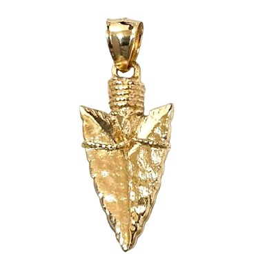#ad 14k Yellow Gold Arrowhead 3D 3 Dimensional Solid Pendant Made in USA $299.99