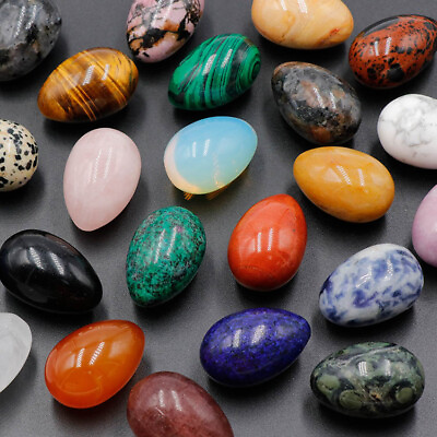 #ad Natural Quartz Crystal Egg Gemstone Healing Exercise Palm Worry Reiki Stones $1.98
