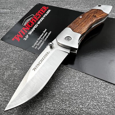 #ad Winchester Rich Grain Wood Handles Folding Blade Everyday Carry Pocket Knife NEW $19.99