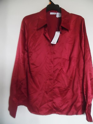 #ad East 5th Women Women#x27;s Classic red Top Shirt Blouse Size 14W $15.29