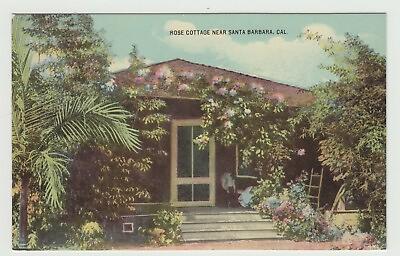 #ad Rose Cottage Near Santa Barbara CA Pre Linen Postcard $1.99