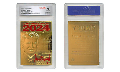 #ad DONALD TRUMP 2024 Save America 23K GOLD SIGNATURE Card Graded GEM MINT 10 $16.95