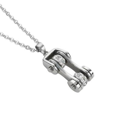 #ad Ladies Bling Necklace Motorcycle Stainless Steel Bike Chain Pendant amp; Chain $17.99