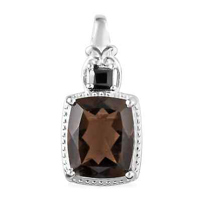 #ad 925 Sterling Silver Natural Smoky Quartz Black Spinel Pendant Jewelry Ct 2.8 $15.85