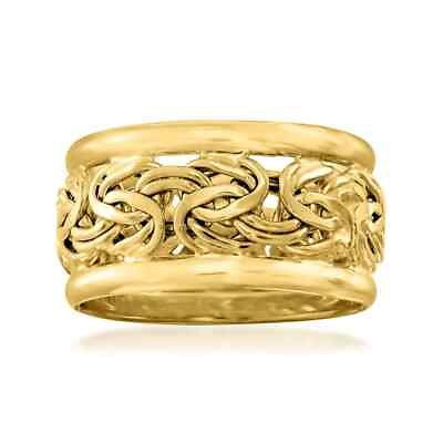#ad #ad Unique Wide Framed Byzantine Band Ring Real 18K Yellow Gold Size 7 8 $434.50