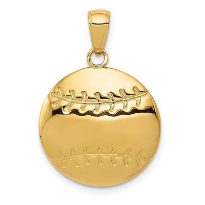 #ad Gift for Mothers 14K Yellow Gold Baseball Charm Pendant 1.99g L 21mm W 18mm $264.00