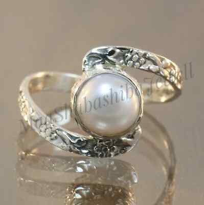 #ad Solid 925 Sterling Silver Pearl Ring Pearl Ring Handmade Silver Ring Ring For $7.99