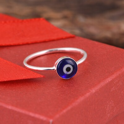 #ad Turkish Blue Evil Eye Ring 925 Sterling Silver Jewelry Nazar Protection Jewelry $21.99