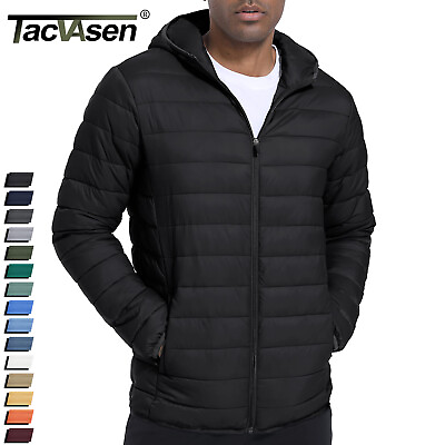 #ad Men#x27;s Lightweight Puffer Jacket Full Zip Hooded Warm Coat Winter Quilted Outwear $40.99