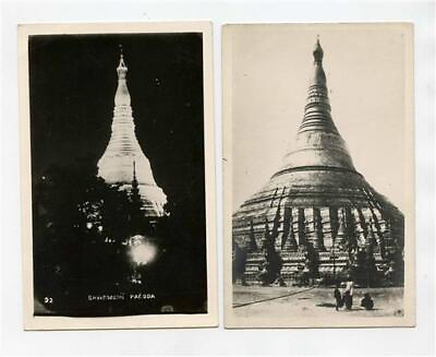 #ad 2 Shwedagon Pagoda Real Photo Postcards Day and Night Burma $22.00