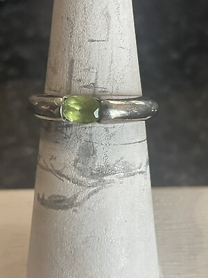 #ad Peridot Ring Band Ring 925 Sterling Silver Size 6.25 Ring Women Ring Vintage 348 $20.00