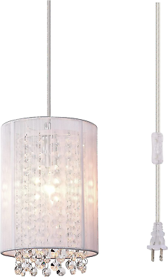 #ad Plug in Pendant Lights Mini Crystal Pendant Lighting White Plug in Chandelier 1 $82.68