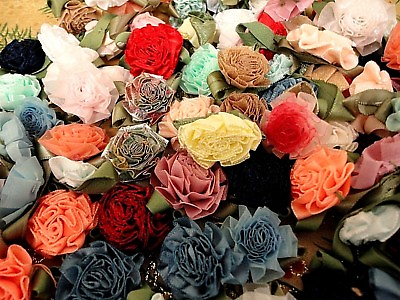 #ad 100 pcs Satin Carnation Flower Applique Arts Crafts 1272B 3 1quot; 1 1 4quot; $8.99
