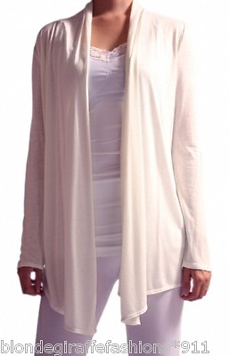 #ad White Long Sleeve Tie Wrap Drape Front Cardigan Cover Up S M L XL $17.59