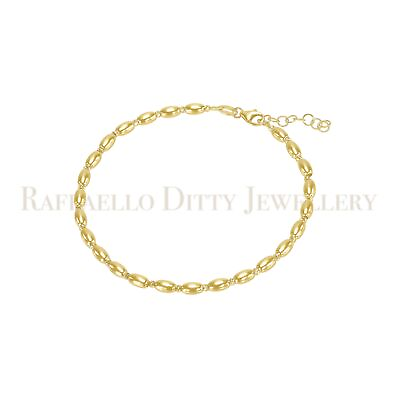 #ad Solid 14k Yellow Gold Shiny Oval Shape Beaded Bracelet for Women Gift for Mom $298.19