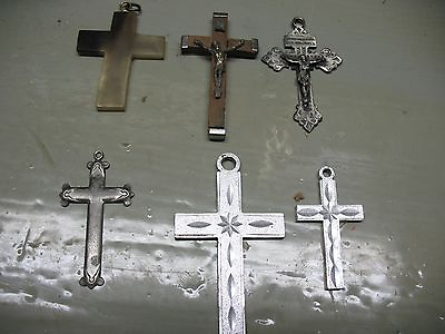 #ad VINTAGE CRUCIFIX ENSEMBLE 6 ONE MARKED ITALY $12.00