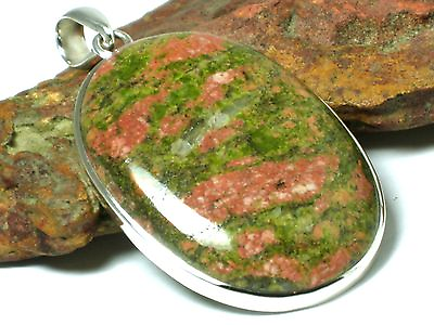 #ad UNAKITE Sterling Silver 925 Gemstone PENDANT Gift Boxed $119.00