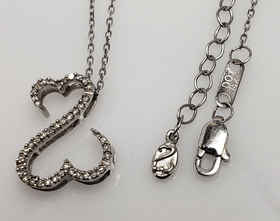 #ad Jane Seymour 14k White Gold 1 10 cttw Diamond Open Heart Adjustable Necklace $245.00