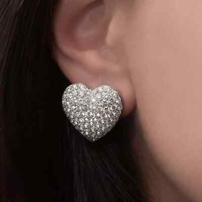 #ad Hand Crafting Luxury Fine Heart Shape Stud Earrings With Pave Set 5.38CT Zircon $240.00