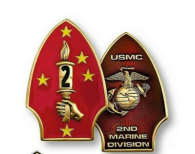 #ad 2ND MARINE DIVISION GOLD EGA 2quot; CHALLENGE COIN $36.99