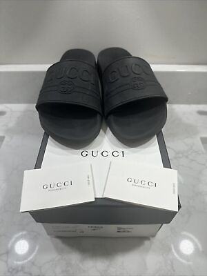 #ad Gucci Logo Slide Black Open To Offers $175.00