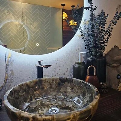 #ad 24quot; Natural Wild Agate Stone Round Sink Wash Basin for Kitchen amp; Bathroom Decors $1499.39