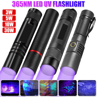 #ad 3W 5W 10W 30W Ultra Violet LED Flashlight Blacklight Light 365nm Inspection Lamp $5.99