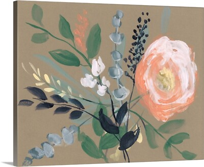 #ad Flowers on Mocha I Canvas Wall Art Print Floral Home Decor $309.99