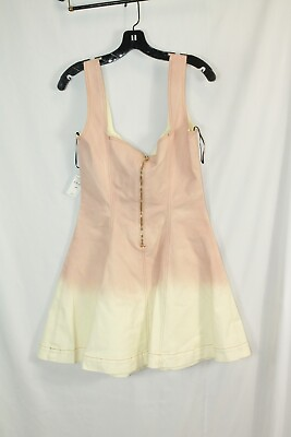 #ad Roberto Cavalli Womens Yellow Pink Gradient Jean Zip up Mini Dress #46 $860 $139.99