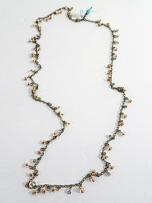 #ad Anthropologie Women#x27;s Enamel Flower Crystal Tulip Brass Necklace NWOT $49 $10.00