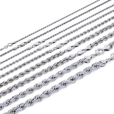 #ad 14K White Gold 1.5mm 5mm Diamond Cut Rope Italian Chain Pendant Necklace 14quot; 30quot; $86.99