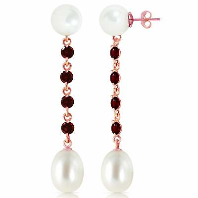#ad 11 Carat 14K Solid Rose Gold Chandelier Gemstone Earrings w Garnets amp; Pearls $394.99