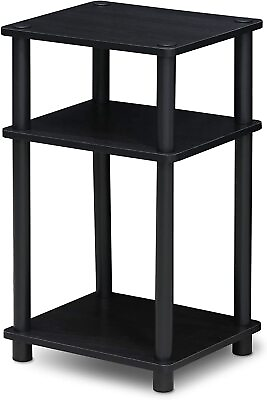 #ad Black End Table For Small Spaces Thin Nightstand Bedside Side With Shelves NEW $39.99