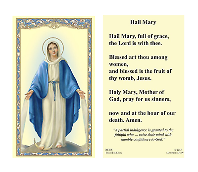 #ad 2 copies Hail Mary Holy Prayer Card Our Lady of Grace Image Catholic Christian $2.29