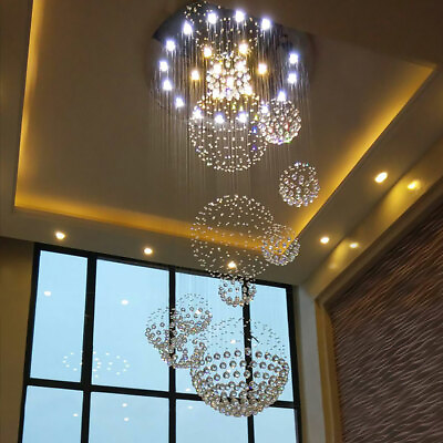 #ad Crystal LED Chandelier Pendant Lamp Modern Luxury Rain Drop Spiral Ceiling Light $436.90